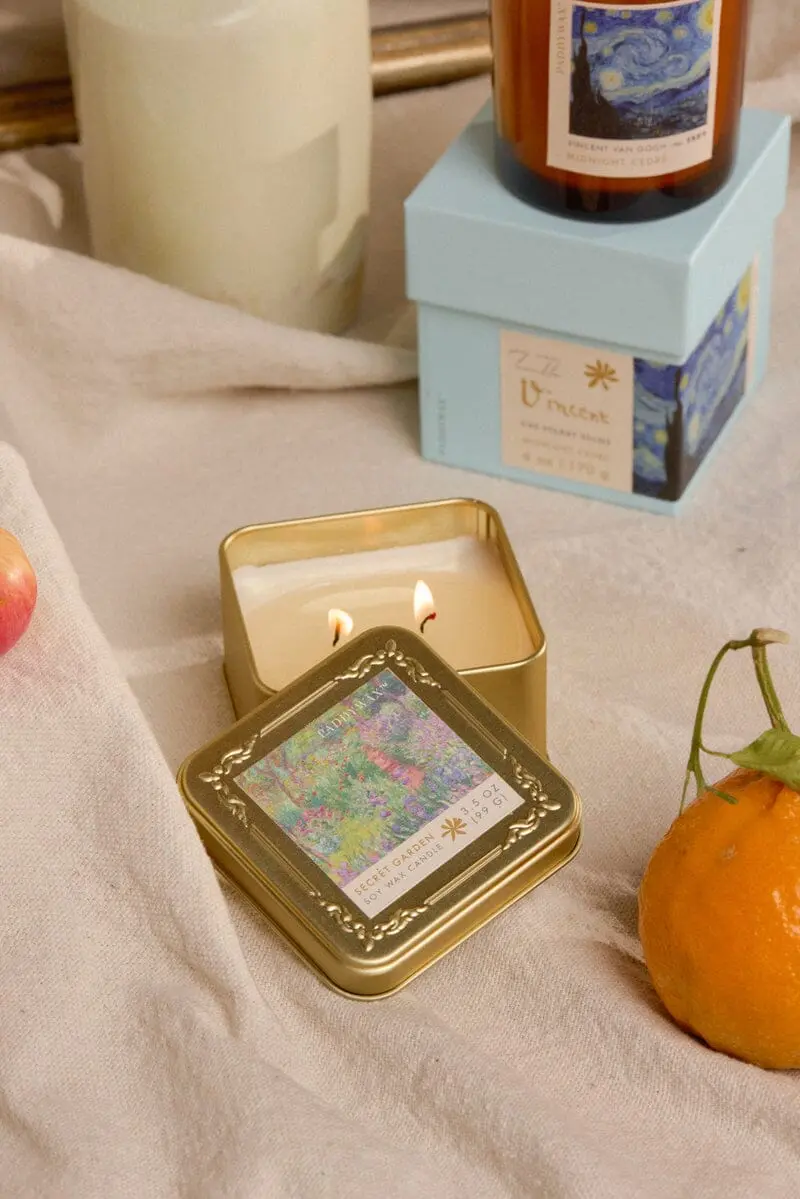 Claude Monet Secret Garden - Impressionist 3.5 oz Tin Candle - Image 2