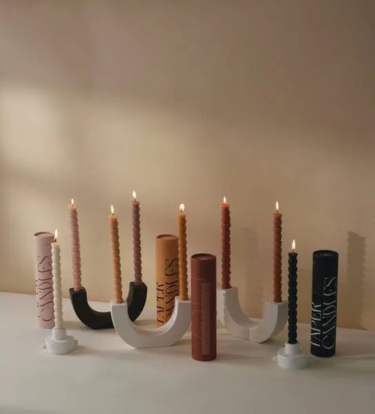 Red & Terracotta Tube Tapers - Set of 4 - Image 3