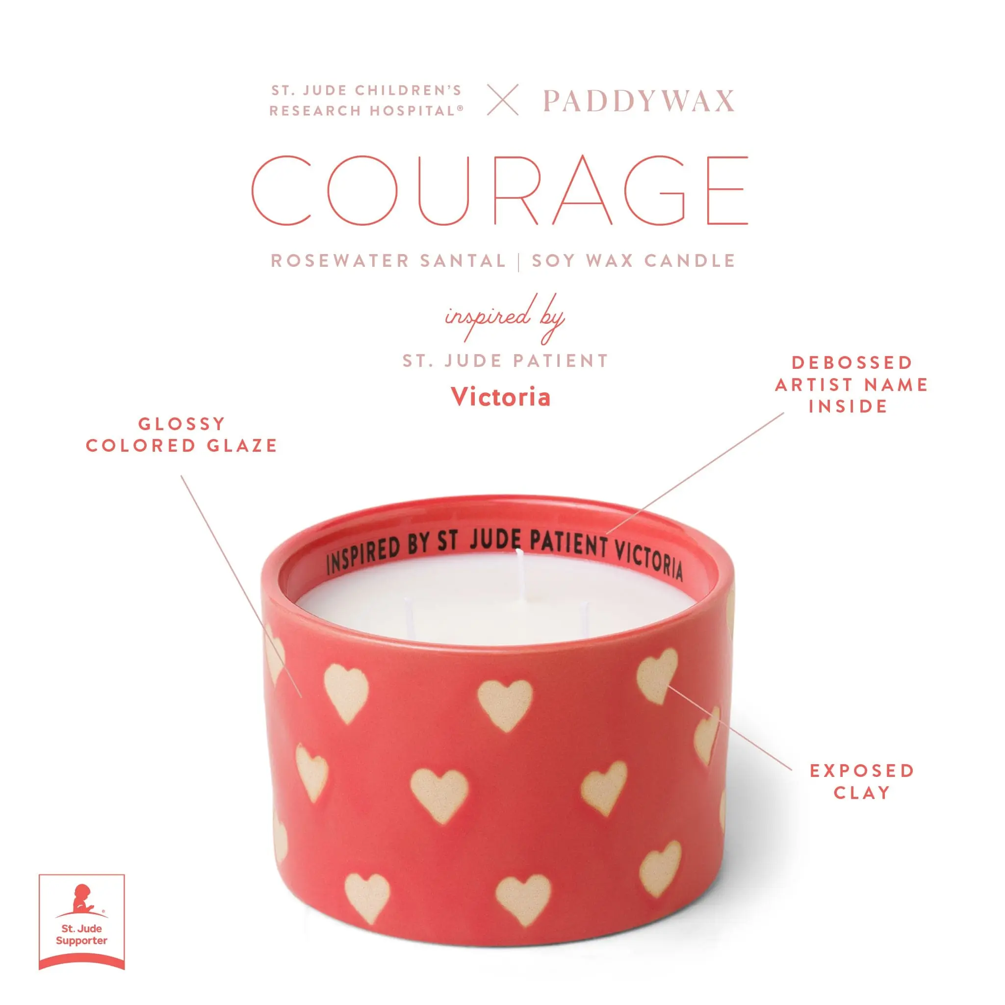 Rosewater Santal - St. Jude Giveback "Courage" 11 oz. Candle - Image 4